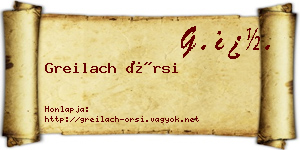 Greilach Örsi névjegykártya